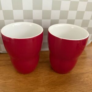 Starbucks by Aida 2008 Red Ceramic Double-Walled Tapered 8 oz Mugs Set of 2